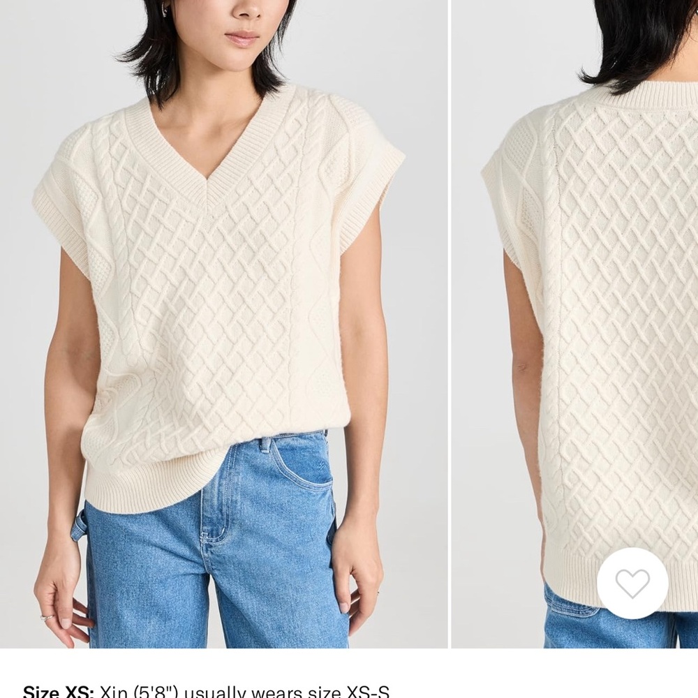 Madewell Cream V-Neck Sweater vest small